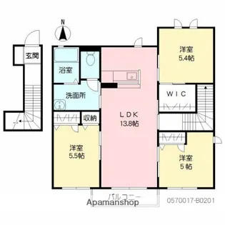 フェリーチェ桜坂B【201号室】の間取り