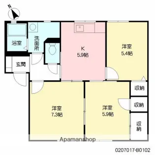 3DKの間取り画像