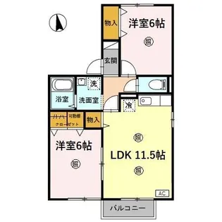 セジュール鶴田【201号室】の間取り