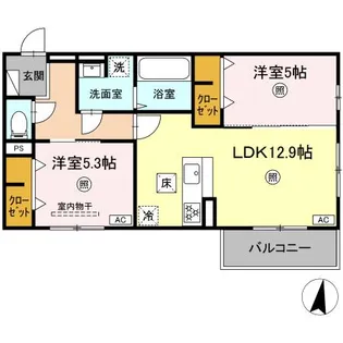 PREMILIFE日岡【1階】の間取り