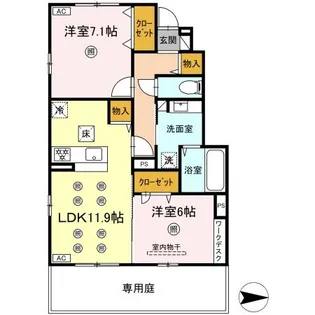 ティアラB【1階】の間取り