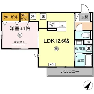 シャローム城原【1階】の間取り