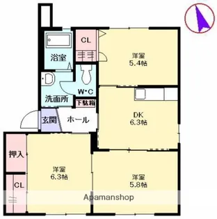 バリュージュ北【1階】の間取り