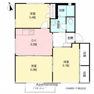 ラポワール横田B【2階】の間取り