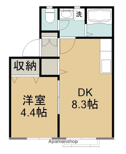 UNO−AP【2-B号室】の間取り