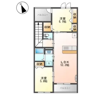 メルヴェーユⅡ【00206号室】の間取り