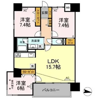 PARK AVENUE EAST【7階】の間取り