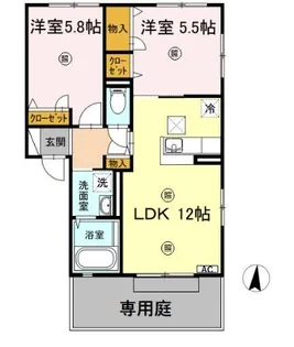 ボヌール羽屋H【1階】の間取り