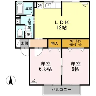 2LDKの間取り画像