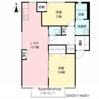 サンハウス瑞雲【201号室】の間取り