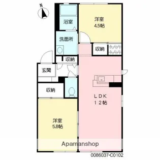 シャルムK C棟【1階】の間取り