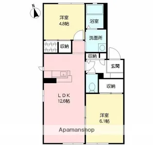シャルムK C棟【1階】の間取り
