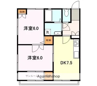 サングレイス横尾【A202号室】の間取り