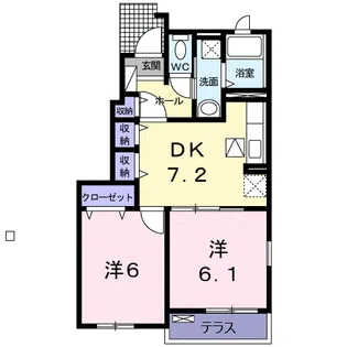 ラフォーレS B【1階】の間取り