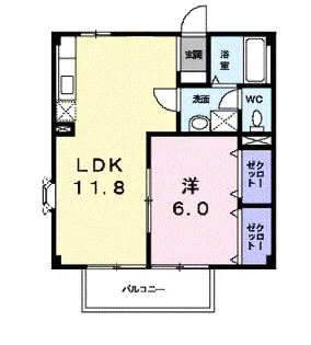 LARGE,GATE輝・A【2階】の間取り