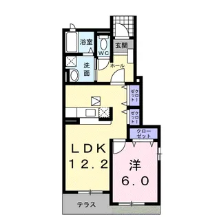 エバーグリーン木上【1階】の間取り