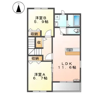 ラ・レーヴ【00201号室】の間取り