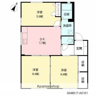 ホルサムコート A棟【1階】の間取り
