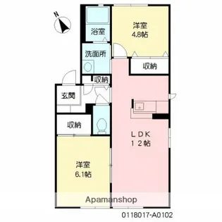 ディアス城原A【1階】の間取り