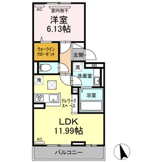 マッセル大在【1階】の間取り