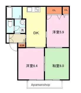 スリーゼハイツ葛木【B102号室】の間取り
