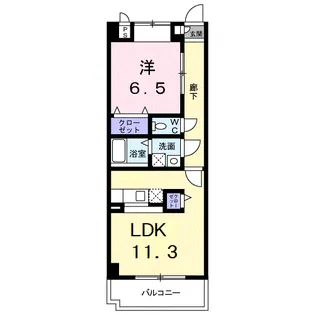 キュウブ由布川【1階】の間取り