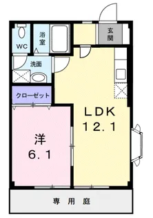 LARGE,GATE輝・B【1階】の間取り