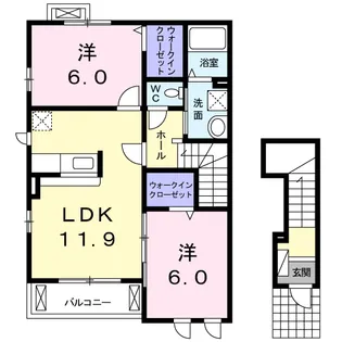 キャトル セゾンA【2階】の間取り