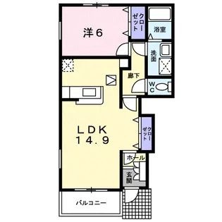 ブリエ・ヴェルジェB【1階】の間取り