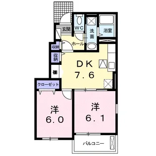 カルムアンジュ B【1階】の間取り
