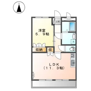 カーサ・ベルデB【00101号室】の間取り
