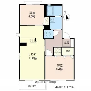 グランシャリオ B棟【202号室】の間取り