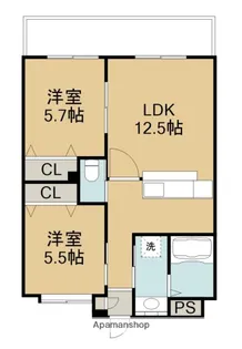 ラセーヌ大州浜【401号室】の間取り