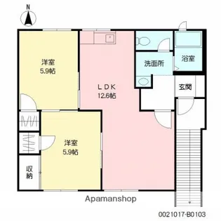 ドエル八幡B【1階】の間取り