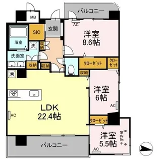 PARK AVENUE EAST【14階】の間取り