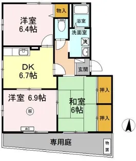 ボヌール羽屋C【1階】の間取り
