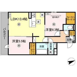 ヴェルシオール リアン【1階】の間取り