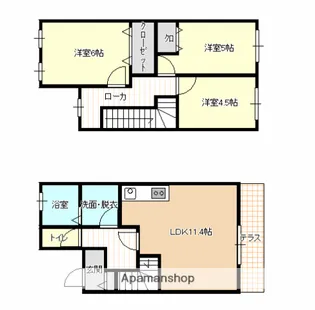 大分県由布市挾間町赤野【テラスハウス】の間取り