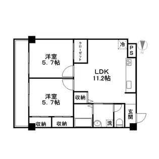 2LDKの間取り画像