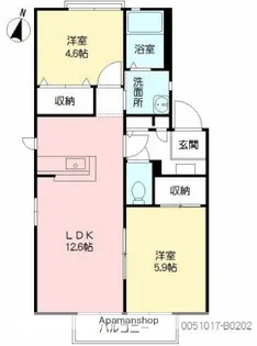 美し浜B【202号室】の間取り