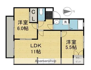 コーポアール北方【B101号室】の間取り