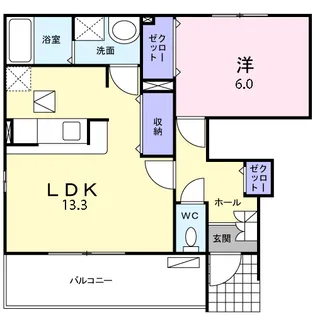 クレール北浜Ⅲ【1階】の間取り