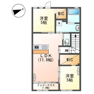 ラ・モンターニュ(LA・MONTAGNE)【2階】の間取り