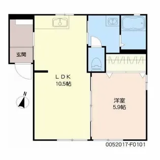 美し浜 F棟【101号室】の間取り