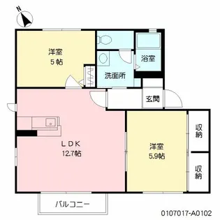 ボヌールメゾン A棟【102号室】の間取り