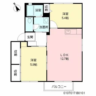 ボヌールメゾン B棟【101号室】の間取り