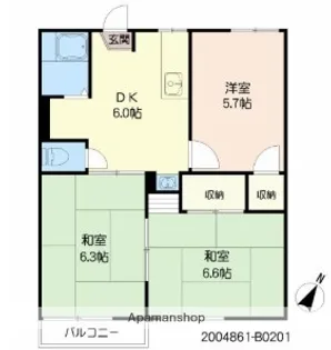 グリーンプラザ鶴見 B棟【103号室】の間取り