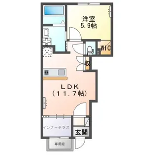 ベラ フェリシア亀川中央(BELLA FELICIA)【1階】の間取り