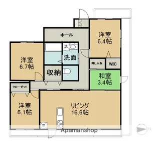 SEAGARDEN船小路【1003号室】の間取り