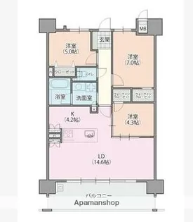 グリーンヒル別府青山レジデンス【1006号室】の間取り
